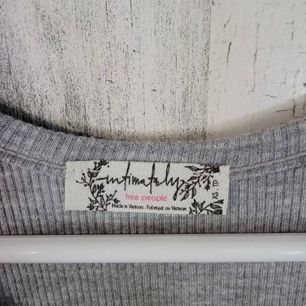 Free People Gray Ribbed Racerback Tank Top - Picture 2 of 5